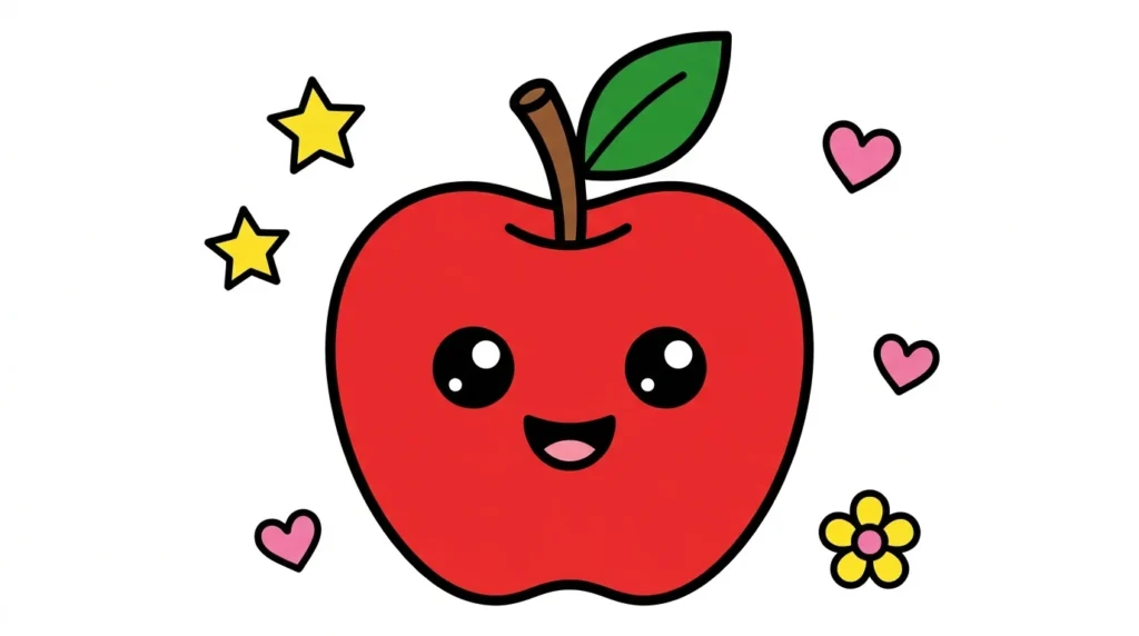 Apple Printable Coloring Page For Kids