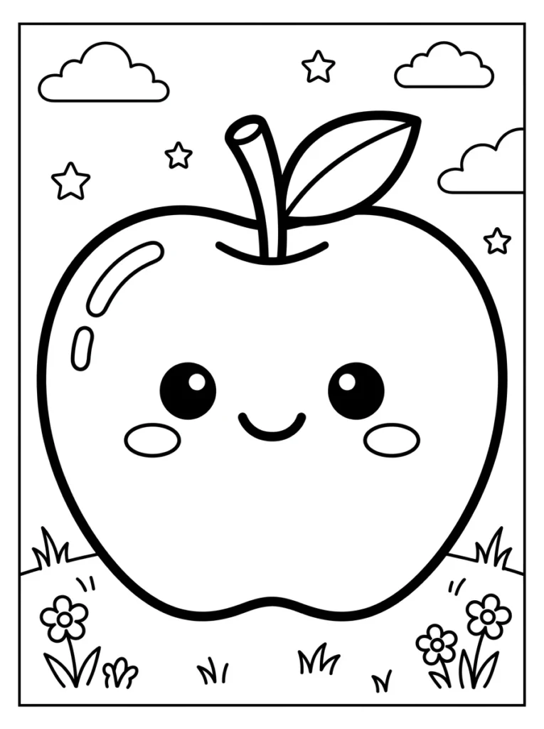 Cute Apple Coloring Sheet