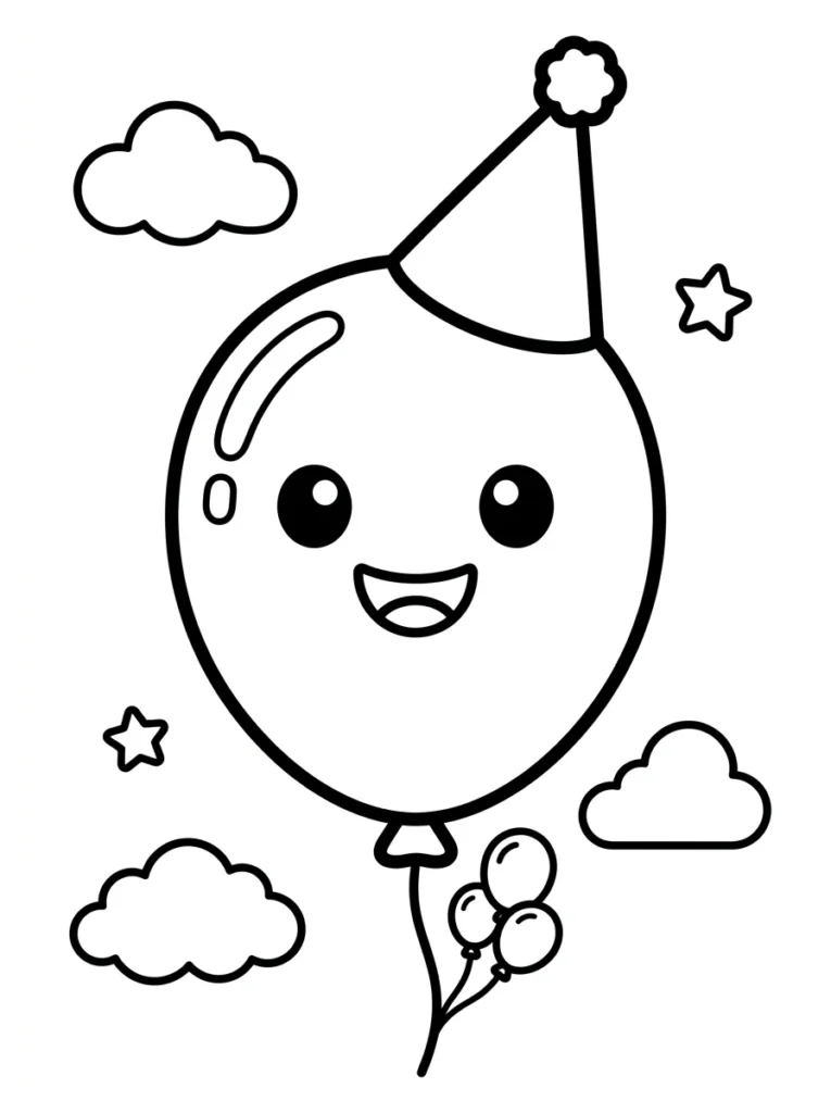 Cute Birthday Balloon Coloring Sheet