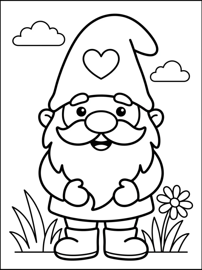 Cute Gnome Coloring Sheet