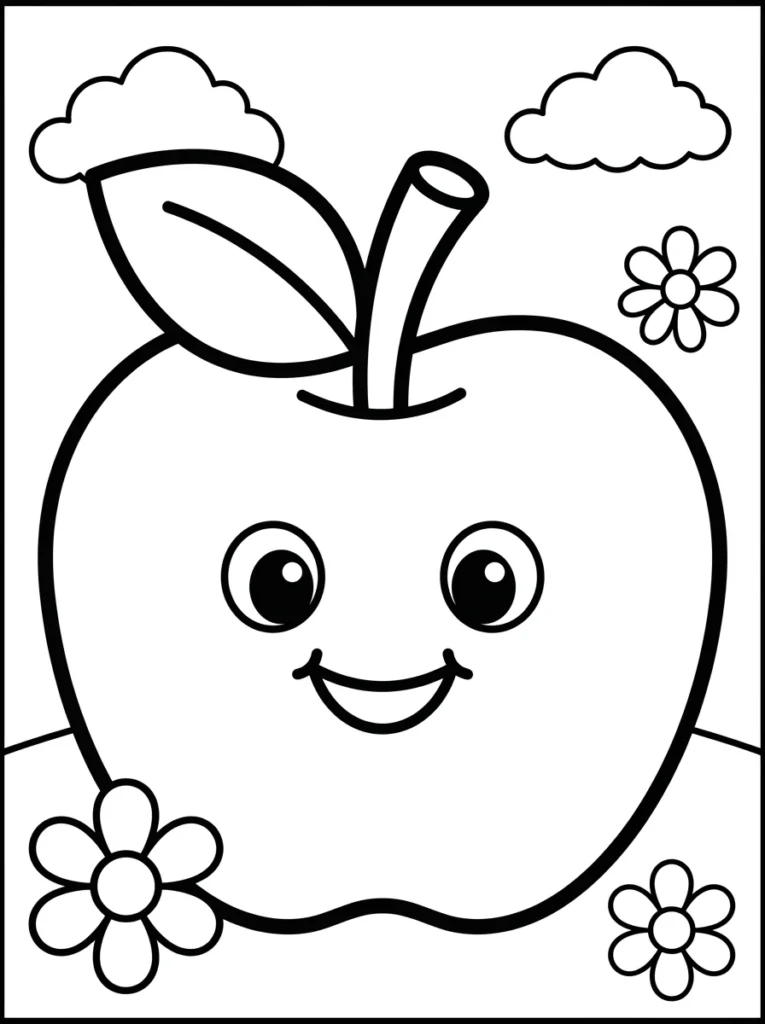 Easy Apple Coloring Page