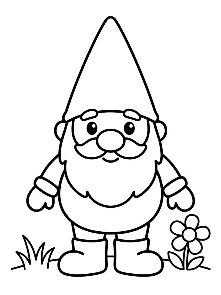 Easy Gnome Coloring Page