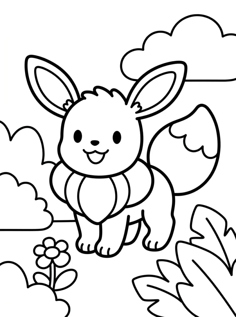 Eevee Forest Adventure Coloring Page