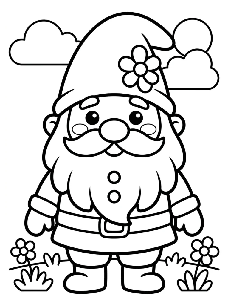 Gnome Coloring Pages for Kindergarten