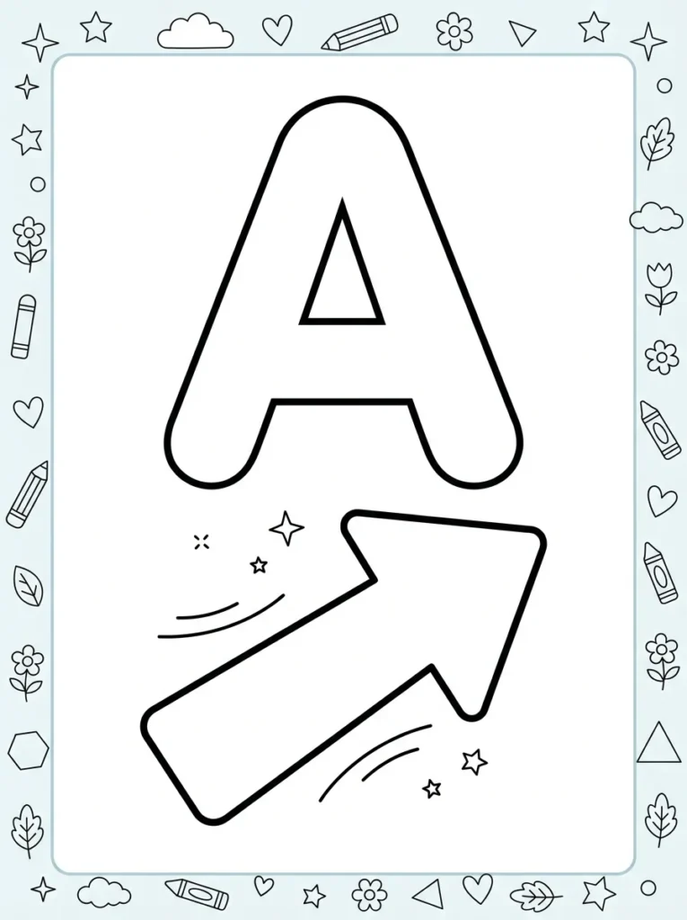 Letter A Coloring Pages for Kindergarten