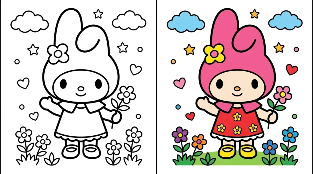 My Melody Coloring Pages For Kids