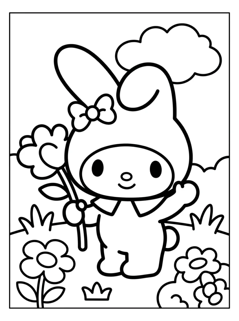 My Melody Garden Coloring Page