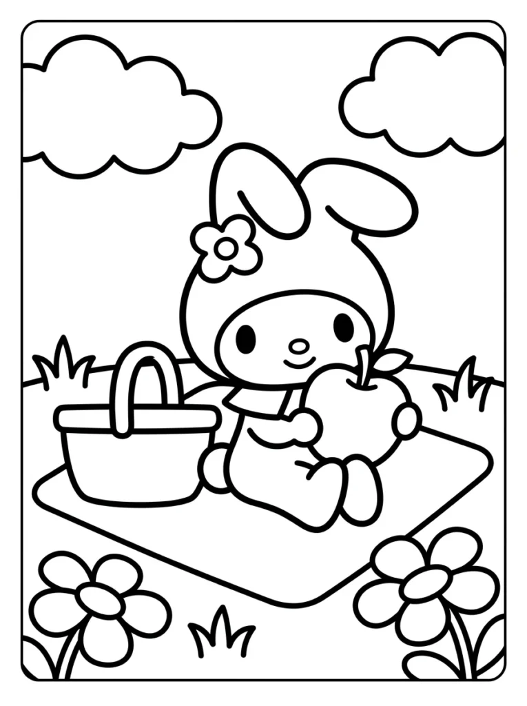 My Melody Picnic Coloring Page