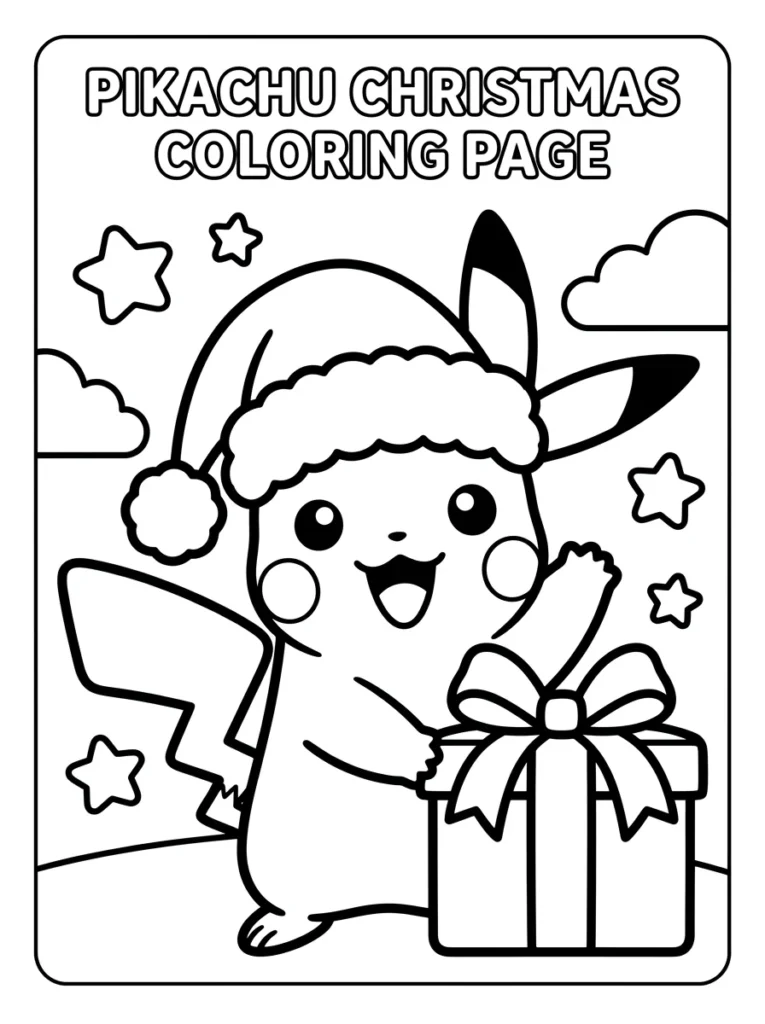 Pikachu Christmas Coloring Page