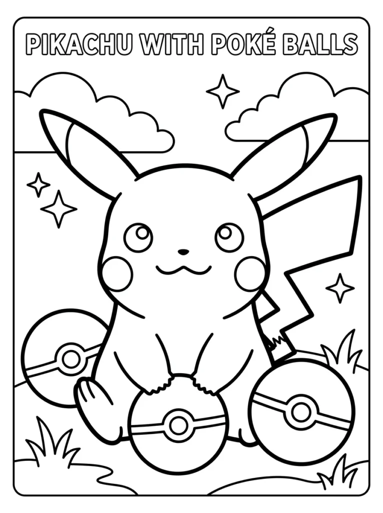 Pikachu with Poké Balls