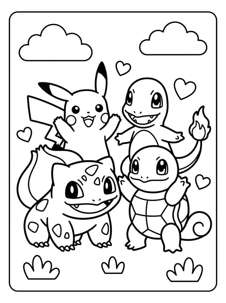 Pokémon Friends Coloring Page