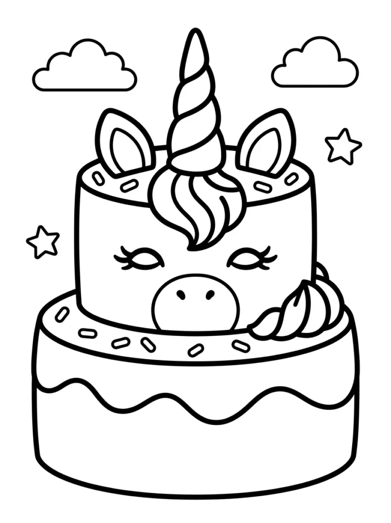 Simple Unicorn Cake Outline