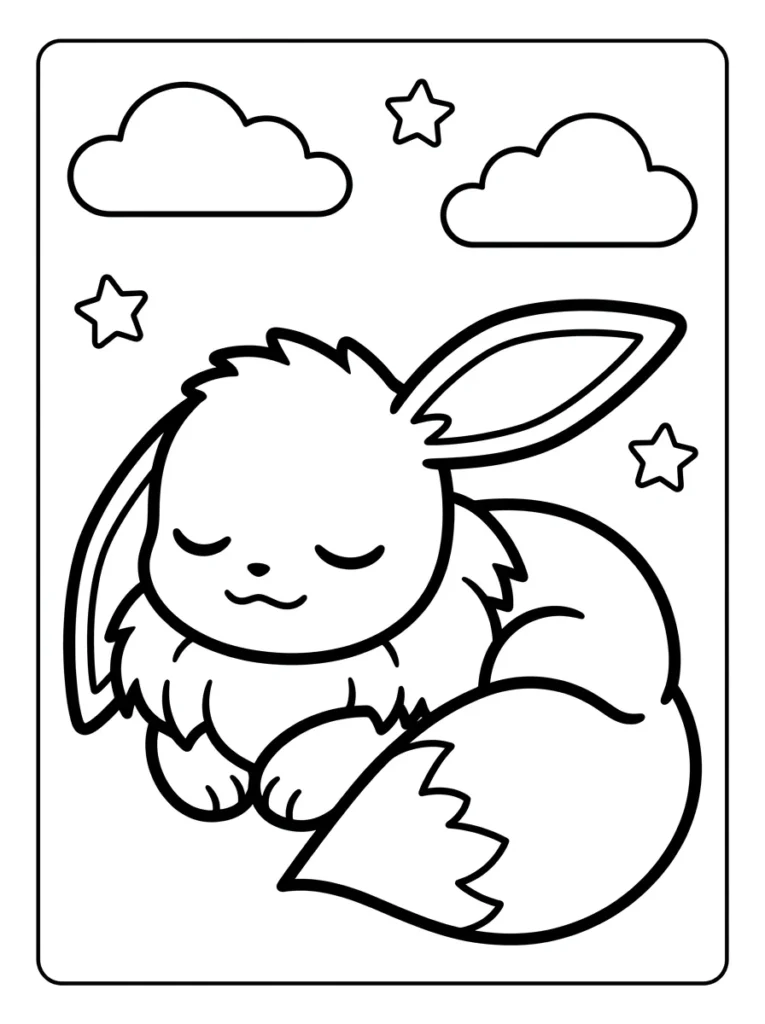 Sleeping Eevee Coloring Page