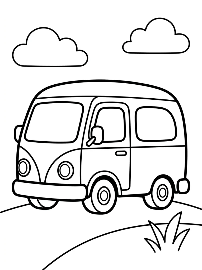 Charming Campervan Cozy Coloring Page