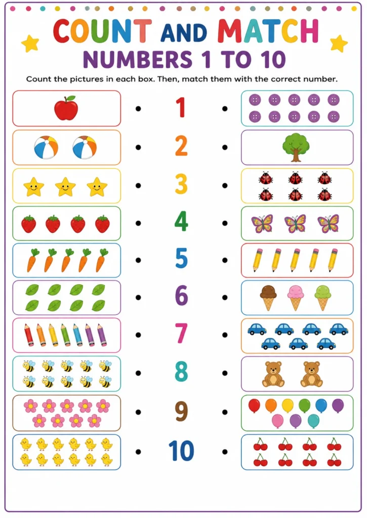 Count and Match Numbers 1 to 10