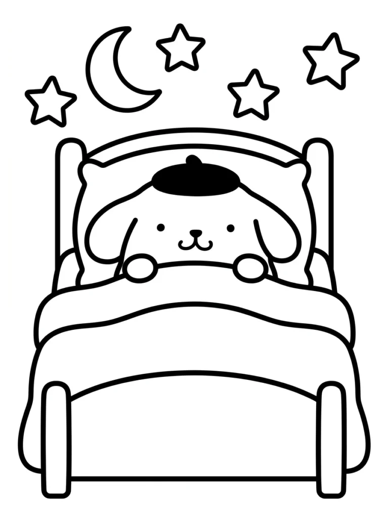 Cozy Pompompurin Bedtime Coloring Pages