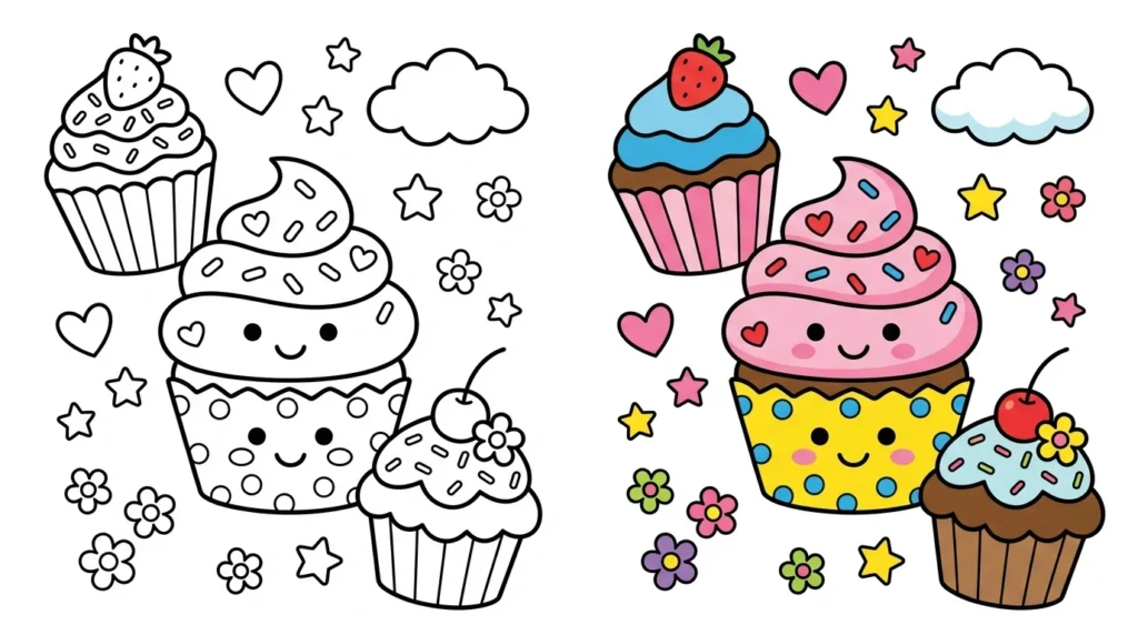 Cupcake Coloring Pages