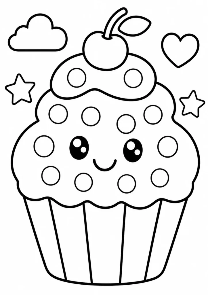 Cupcake Coloring Pages Dot Marker Tracing and Coloring Pages