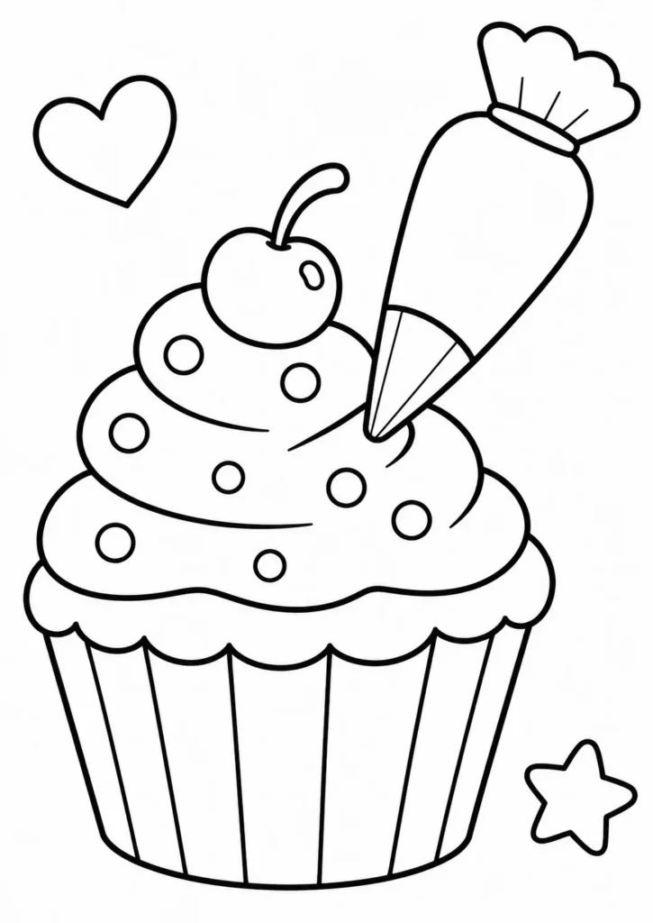Cupcake Decorating Fun Coloring Pages