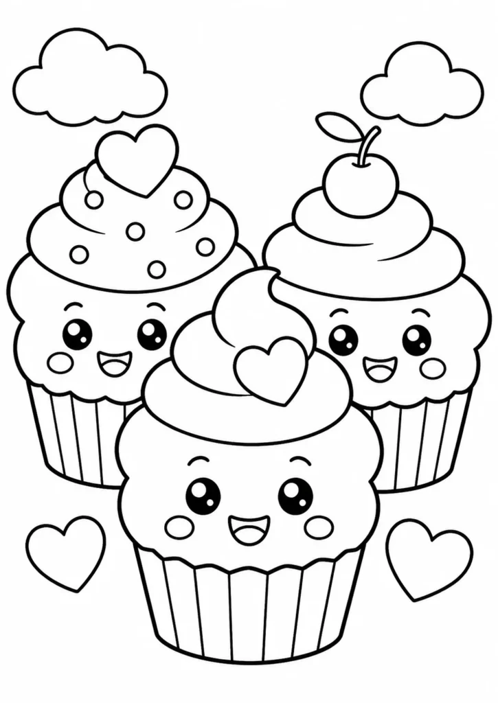 Cute Cupcake Friends Coloring Pages