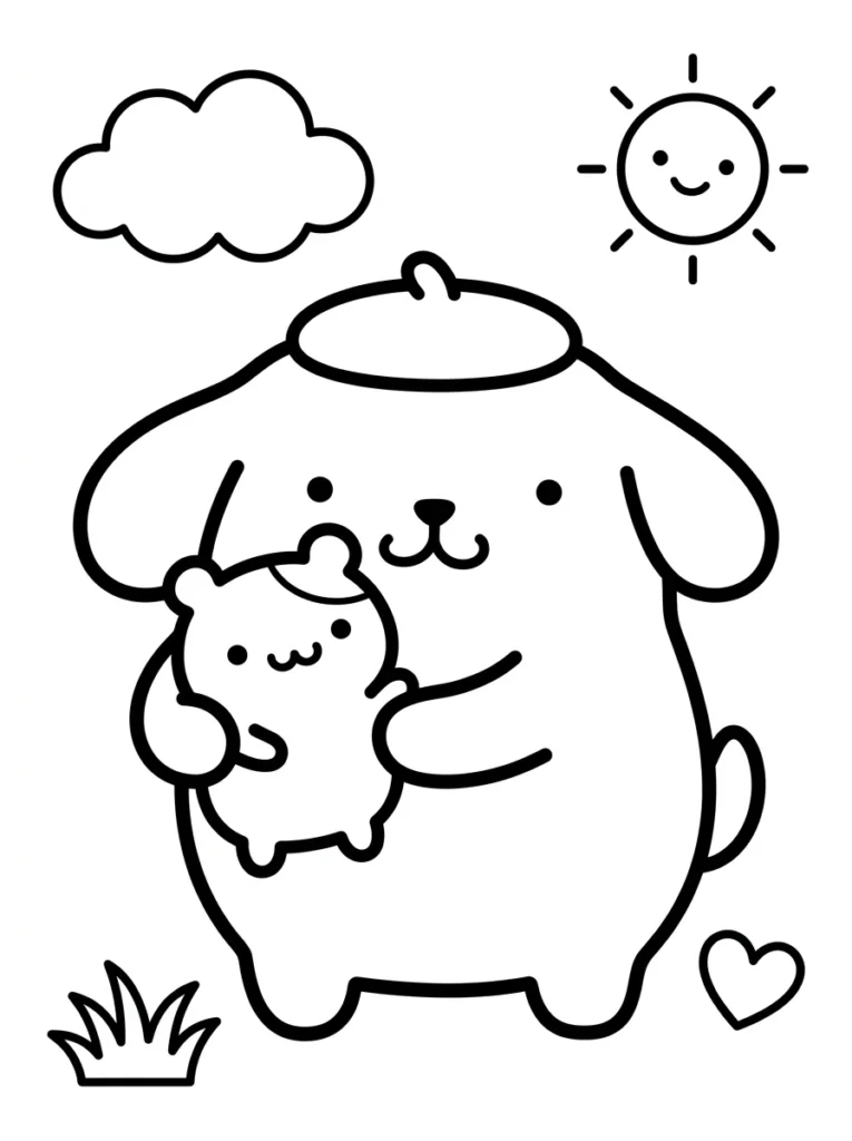 Cute Pompompurin Friendship Coloring Pages