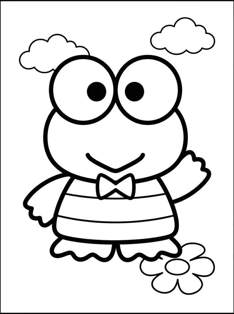 Cute and Happy Keroppi Coloring Pages