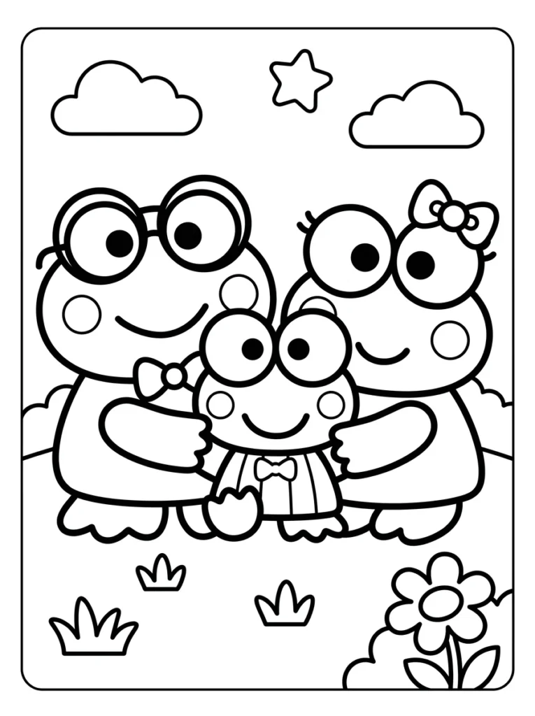Keroppi Family and Sweet Moments Coloring Pages