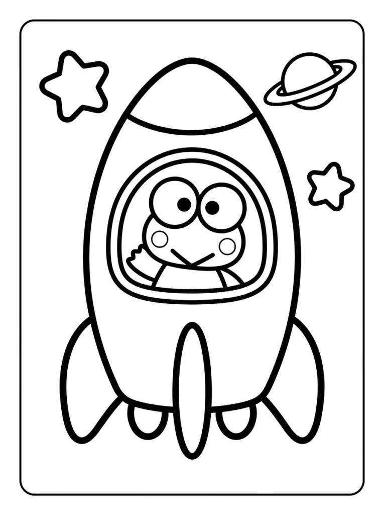 Keroppi Space Adventure Coloring Pages