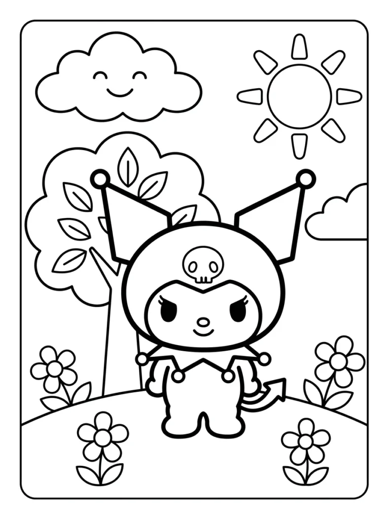 Kuromi Nature Adventure Coloring Pages