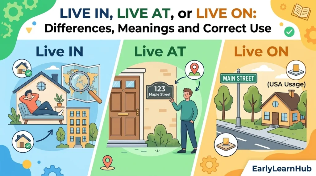 Live In, Live At, or Live On: Differences, Meanings and Correct Use