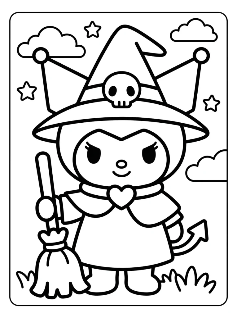 Magical Witch Kuromi Coloring Pages