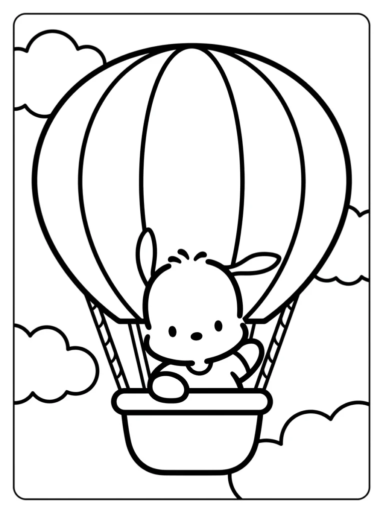 Pochacco Hot Air Balloon Coloring Pages