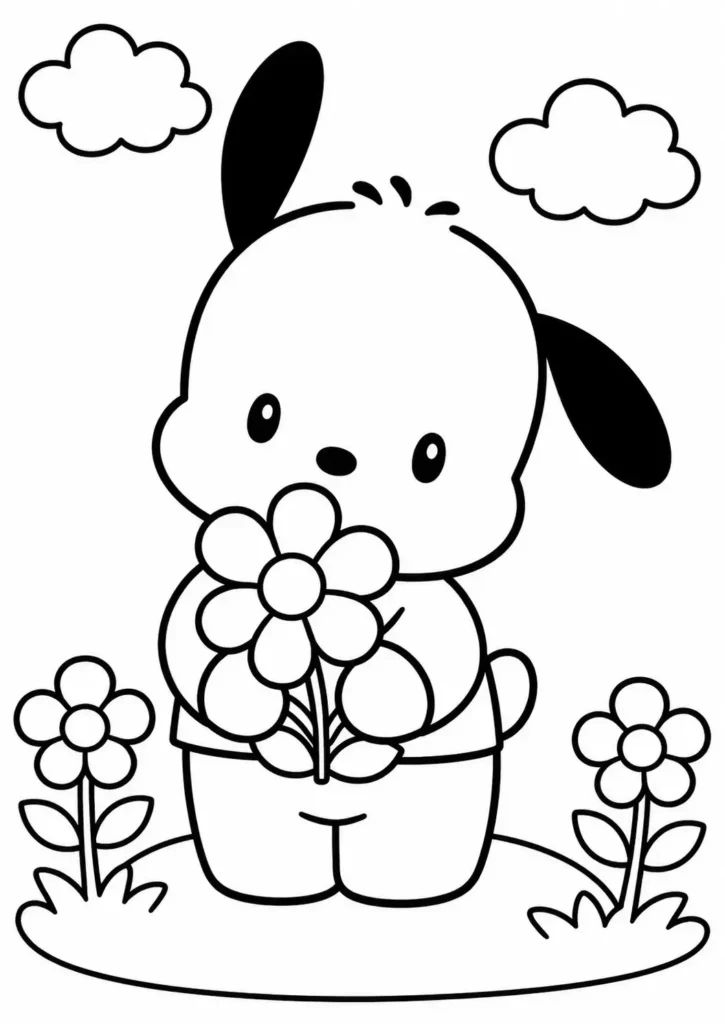 Pochaccos-Peaceful-Flower-Coloring-Pages