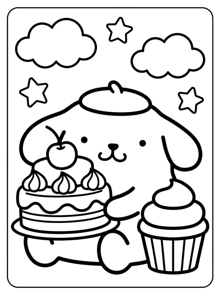 Pompompurin Cake and Dessert Coloring Pages