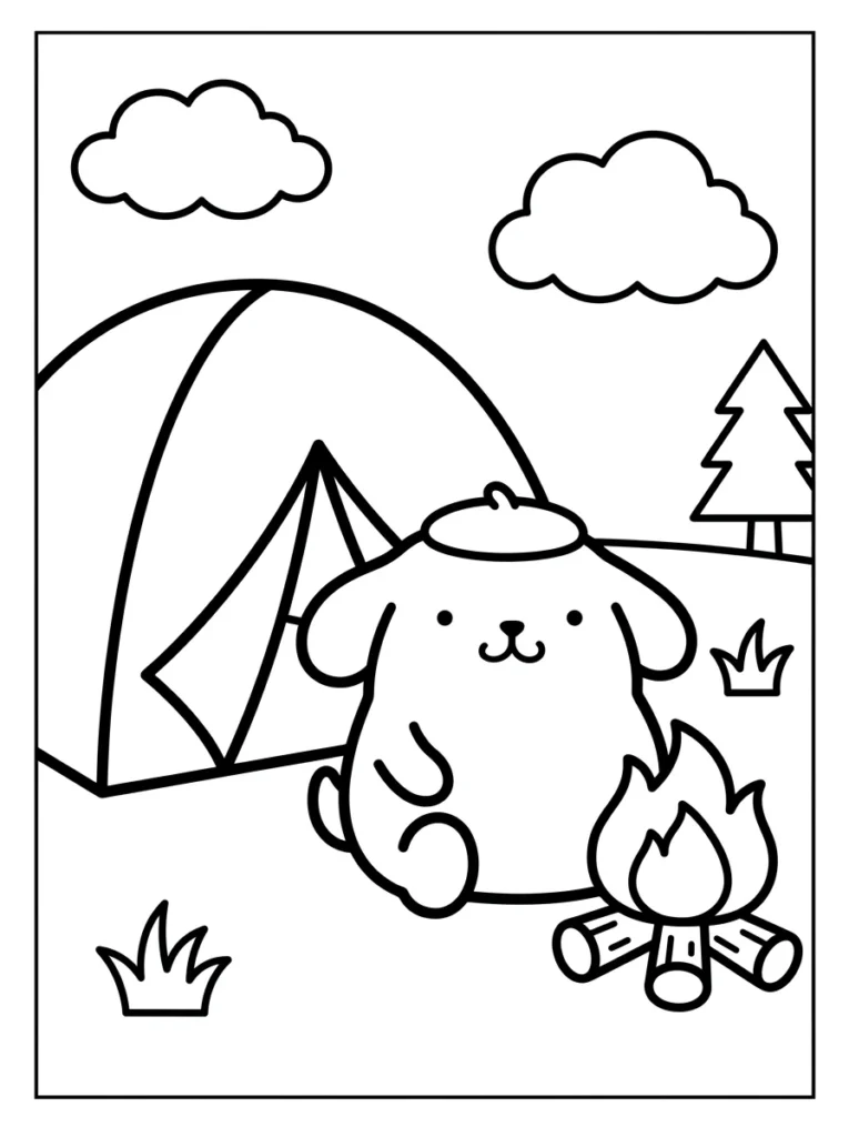 Pompompurin Camping Adventure Coloring Pages