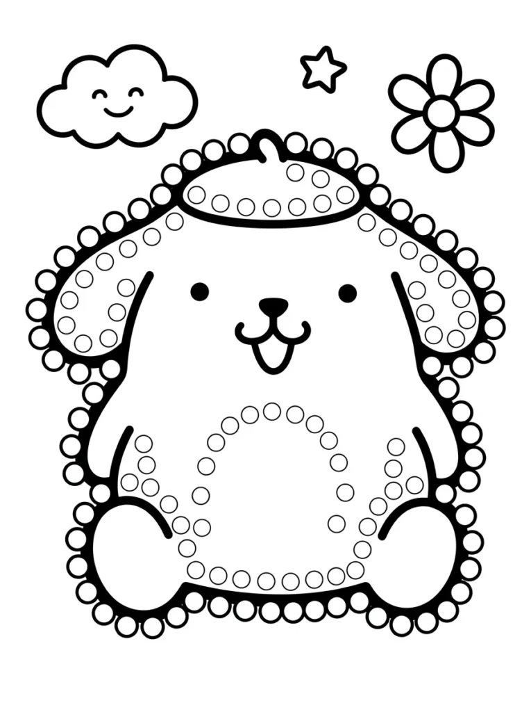 Pompompurin Dot Marker Tracing and Coloring Pages