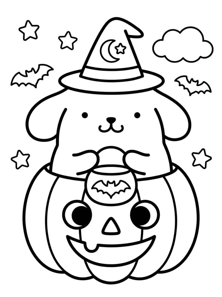 Pompompurin Halloween Coloring Pages
