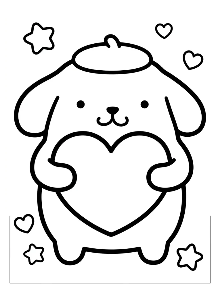 Pompompurin Heart and Hug Coloring Pages