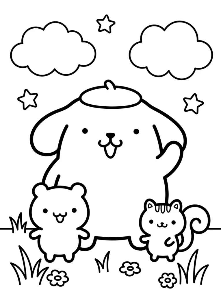 Pompompurin and Friends Coloring Pages