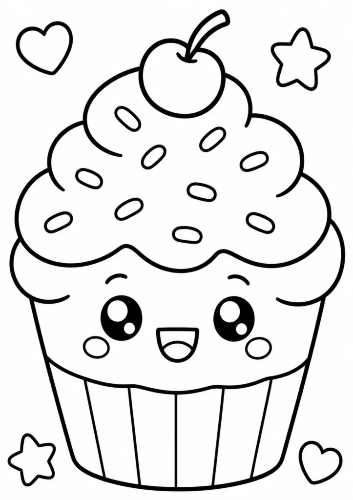 Printable Cupcake Coloring Pages for Kids