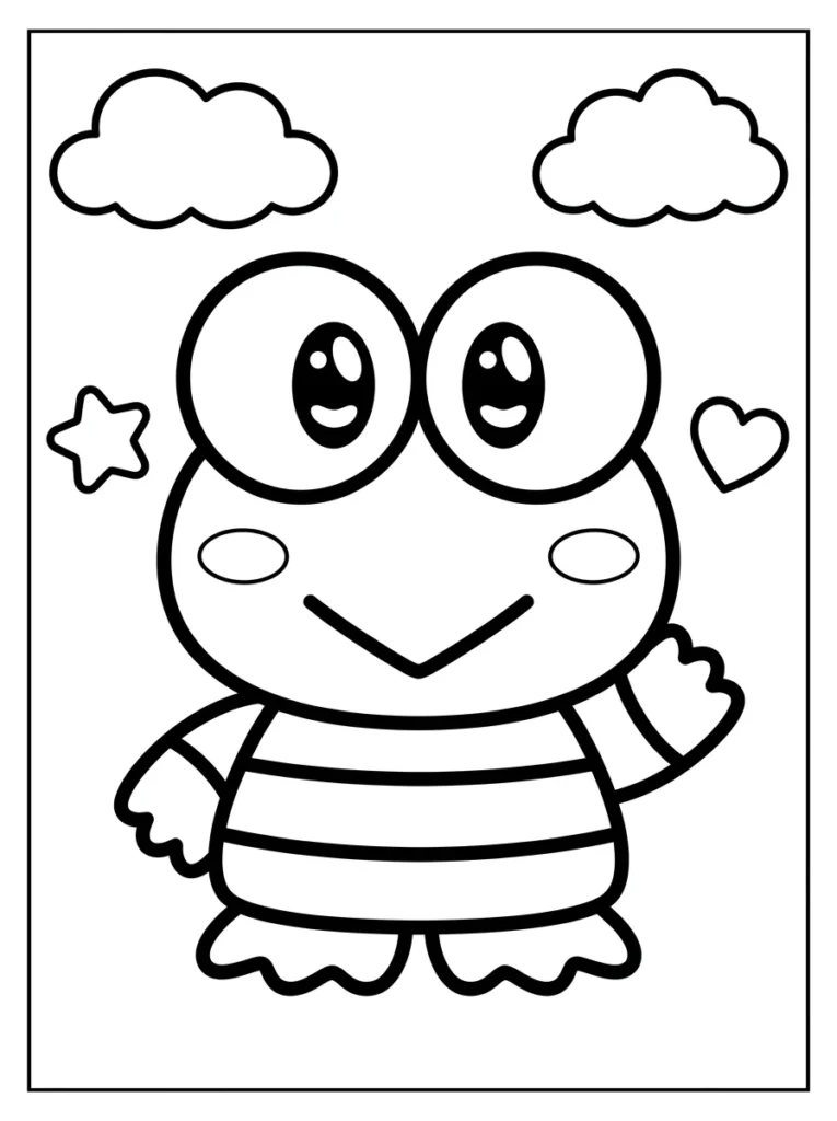 Simple Keroppi Coloring Pages