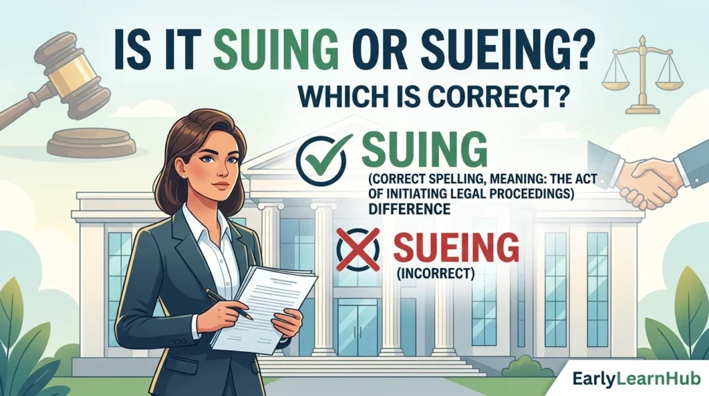 Is It Suing or Sueing? Which Is Correct, Meaning, Difference