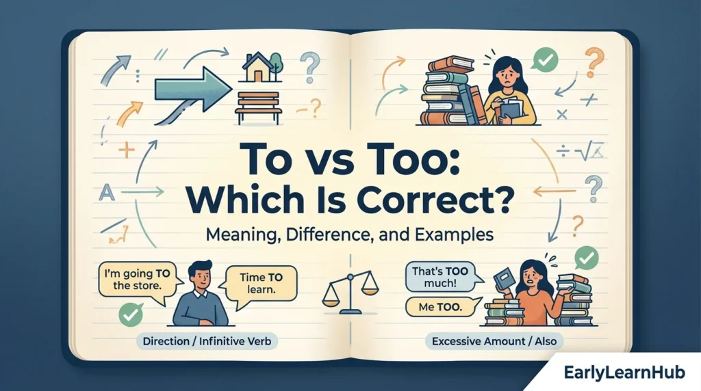 To vs Too: Which Is Correct? Meaning, Difference, and Examples